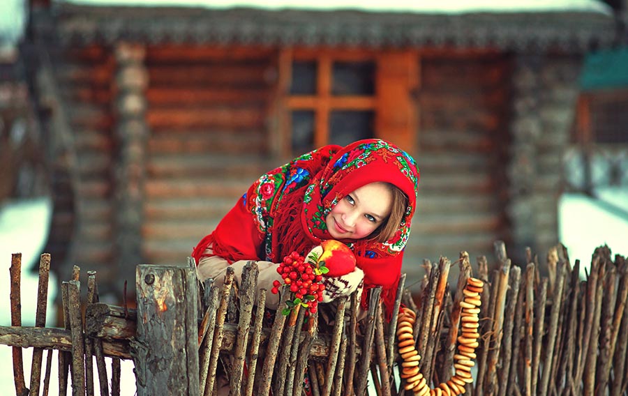 Sexy girl Women in Slavic costumes in Stockholm