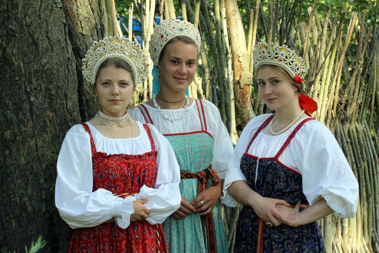 Sexy model Girls in Slavic costumes in Stockholm